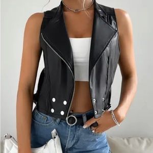 Biker Vest, Faux Leather